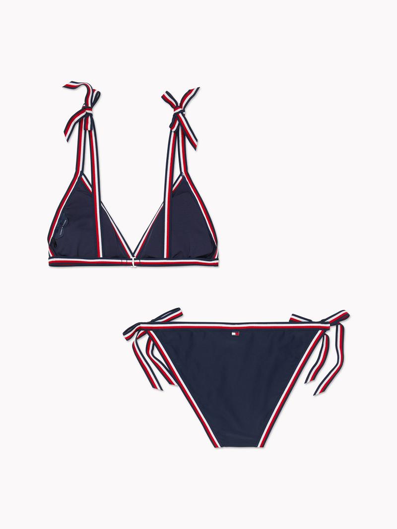 Trajes De Baño Tommy Hilfiger Stripe Tie Bikini Azules | MX_W21431