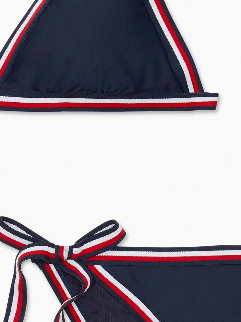 Trajes De Baño Tommy Hilfiger Stripe Tie Bikini Azules | MX_W21431