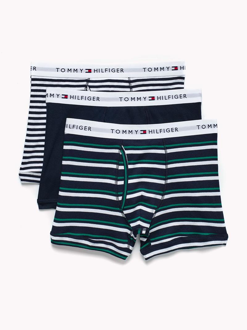 Trunks Tommy Hilfiger Algodon classics trunk 3pk Azul Marino Blancos Verdes | MX_M31499