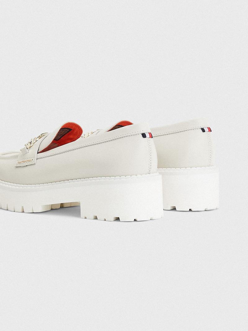 Zapatos Casuales Tommy Hilfiger Cuero Plataforma Loafer Blancos | MX_W21619