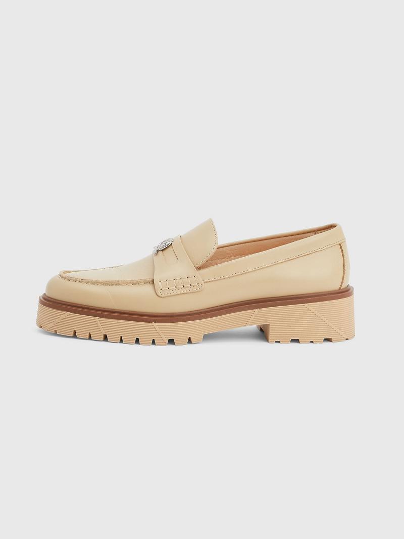 Zapatos Casuales Tommy Hilfiger Cuero loafer Marrom | MX_M31665