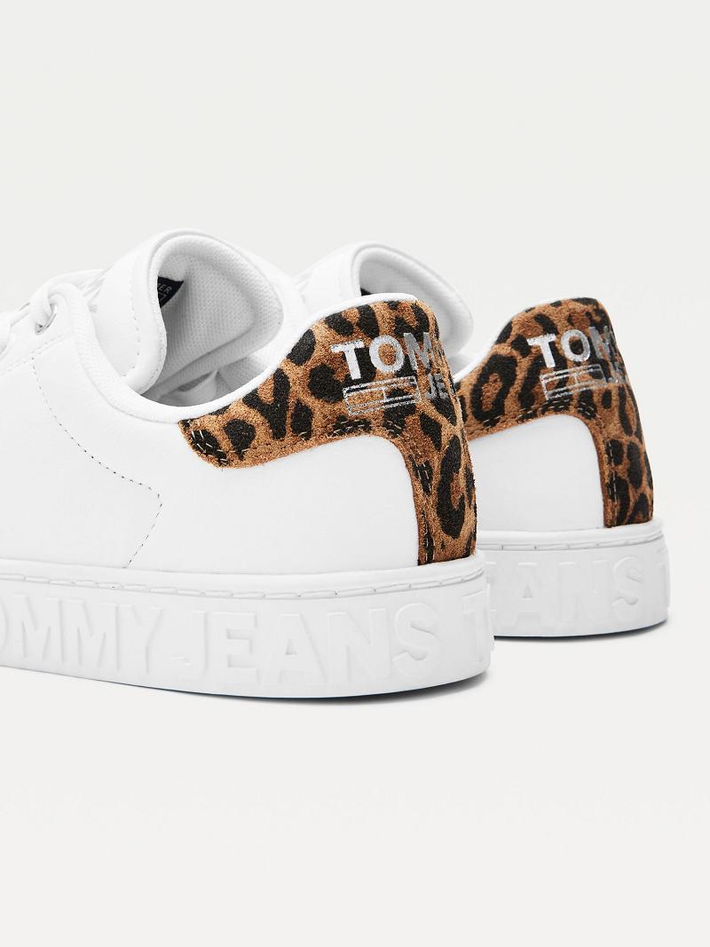 Zapatos Casuales Tommy Hilfiger Leopard Accent Cuero Blancos | MX_W21592