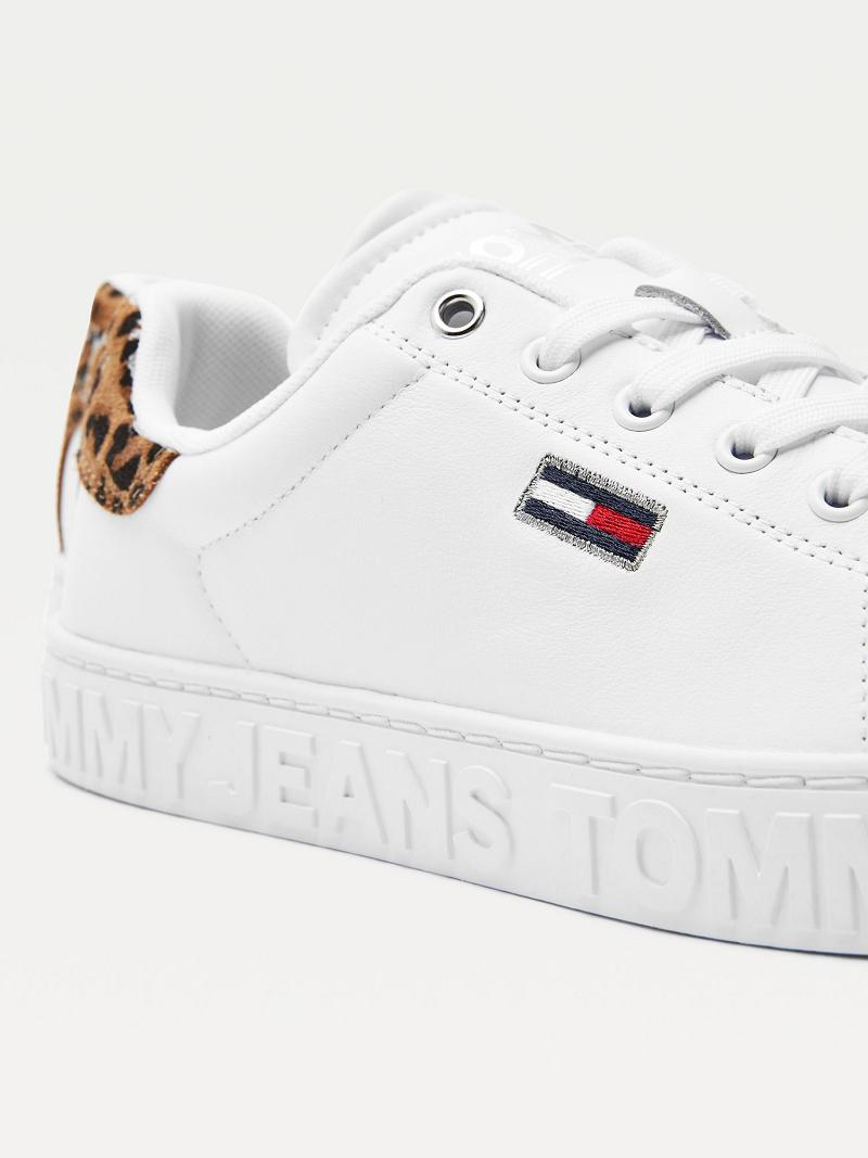 Zapatos Casuales Tommy Hilfiger Leopard Accent Cuero Blancos | MX_W21592