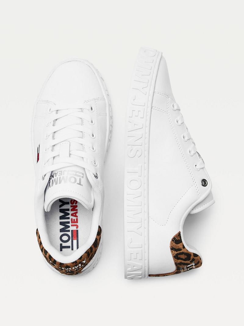 Zapatos Casuales Tommy Hilfiger Leopard Accent Cuero Blancos | MX_W21592