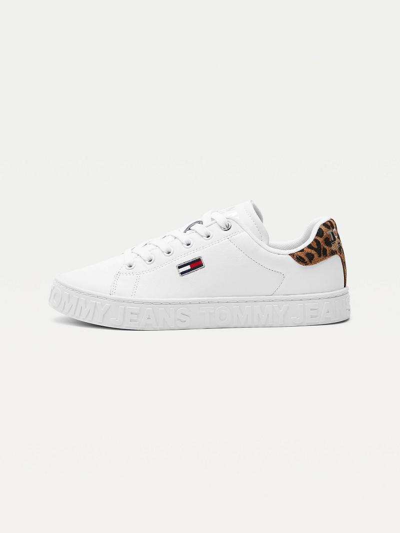 Zapatos Casuales Tommy Hilfiger Leopard Accent Cuero Blancos | MX_W21592