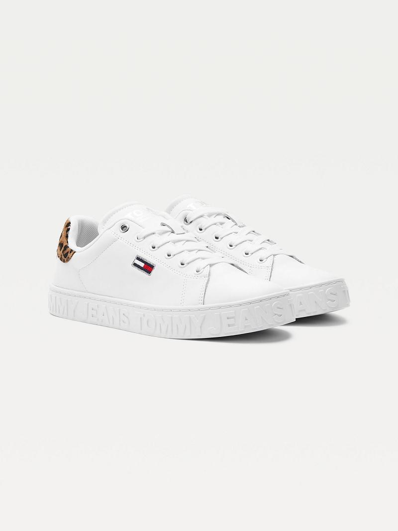 Zapatos Casuales Tommy Hilfiger Leopard Accent Cuero Blancos | MX_W21592