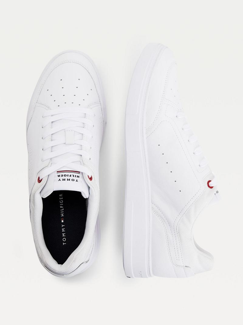 Zapatos Casuales Tommy Hilfiger Perforated leather Blancos | MX_M31672