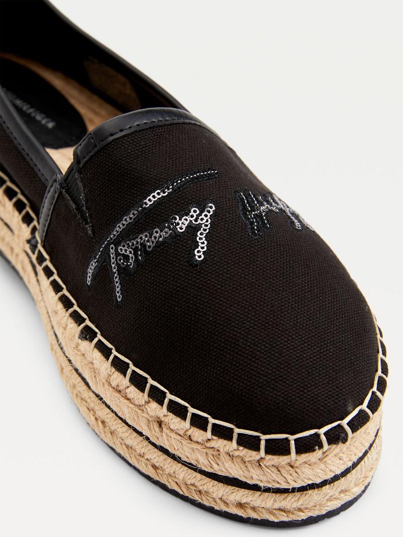 Zapatos Casuales Tommy Hilfiger Sequin Signature Alpargata Negros | MX_W21596