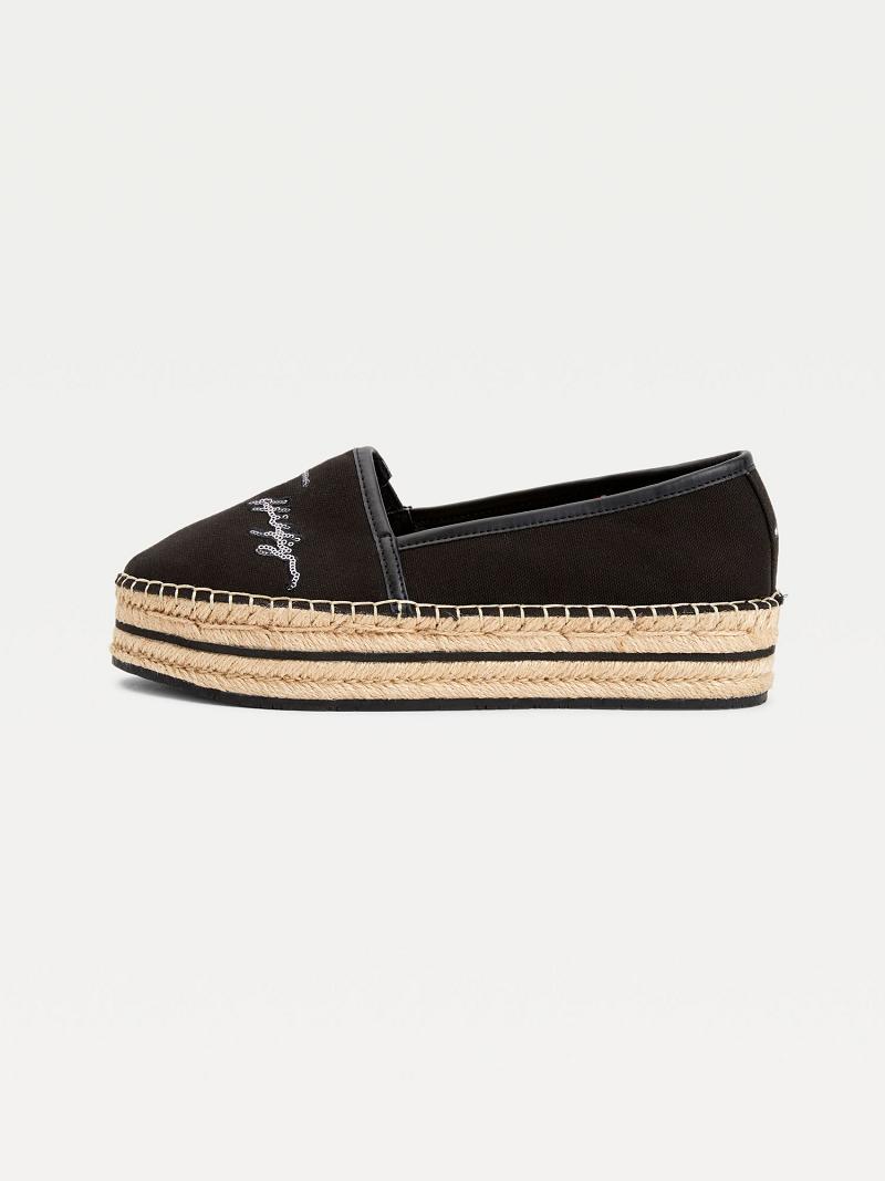 Zapatos Casuales Tommy Hilfiger Sequin Signature Alpargata Negros | MX_W21596