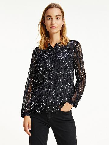 Blouses Tommy Hilfiger Metallic Polka Dot Negros | MX_W21016