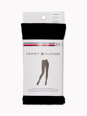 Calcetines Tommy Hilfiger Fleece-Forro Footed Tights 1PK Negros | MX_W21660