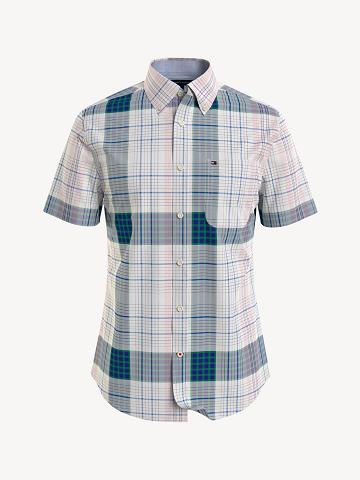 Camisas Tommy Hilfiger Custom fit plaid poplin Azules | MX_M31255