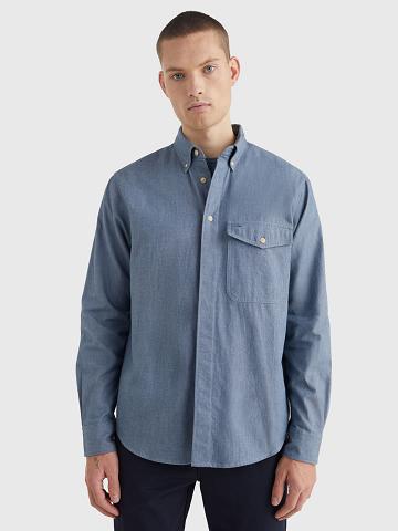 Camisas Tommy Hilfiger Relaxed fit denim overshirt Azul Marino | MX_M31276