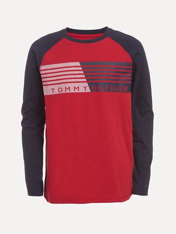 Camiseta Tommy Hilfiger Big Long-Sleeve Colorblock Flag Rojos | MX_B2162