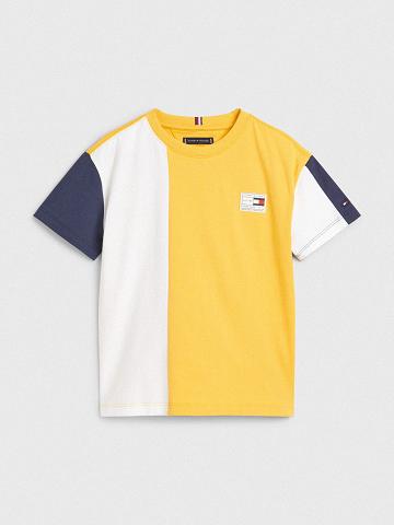 Camiseta Tommy Hilfiger Colorblock Amarillos | MX_G1239