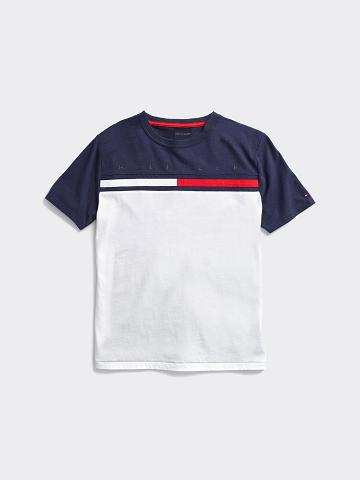 Camiseta Tommy Hilfiger Colorblock Blancos Azul Marino | MX_B2167