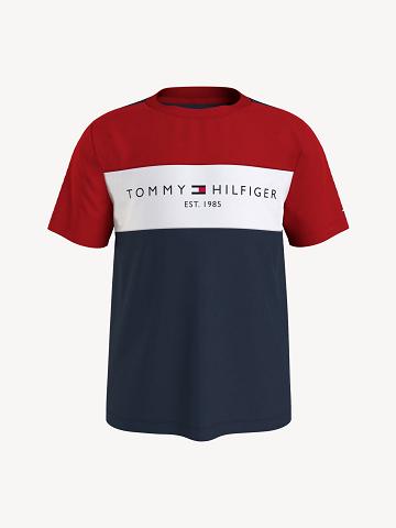 Camiseta Tommy Hilfiger Colorblock Rojos Azul Marino | MX_B2168