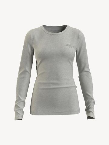 Camiseta Tommy Hilfiger Essential Favorite Long-Sleeve Crewneck Grises | MX_W21443