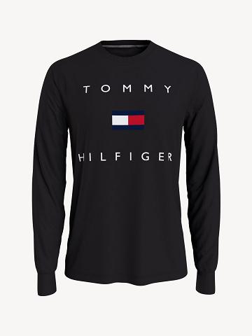 Camiseta Tommy Hilfiger Essential long-sleeve logo Negros | MX_M31029