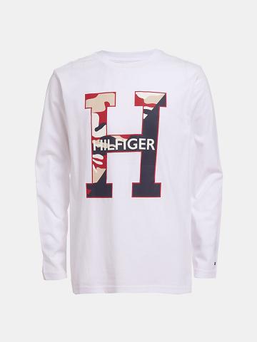 Camiseta Tommy Hilfiger Little Camo H Long-Sleeve Blancos | MX_B2181