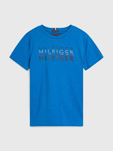 Camiseta Tommy Hilfiger Logo Azules | MX_B2193