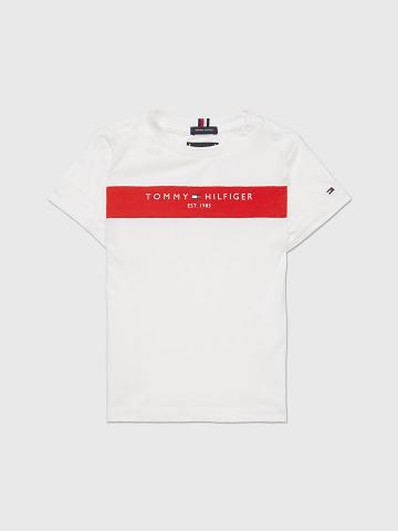 Camiseta Tommy Hilfiger Logo Stripe Blancos | MX_G1252