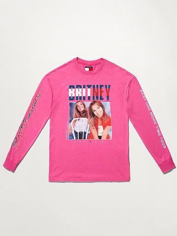 Camiseta Tommy Hilfiger Organic Algodon Britney Oversized Long-Sleeve Rosas | MX_W21465