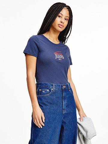 Camiseta Tommy Hilfiger Organic Algodon Essential Logo Azul Marino | MX_W21469