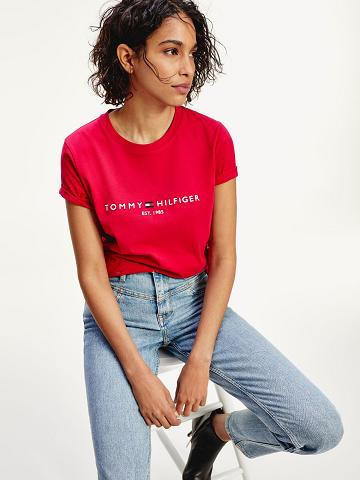 Camiseta Tommy Hilfiger Organic Algodon Logo Rojos | MX_W21472