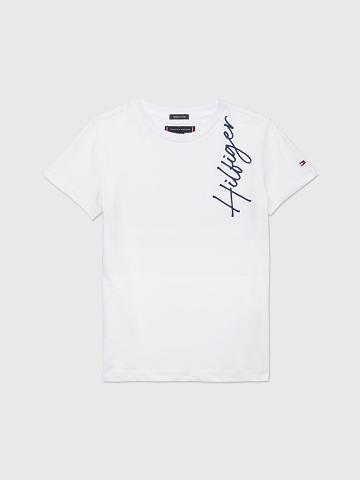 Camiseta Tommy Hilfiger Signature Blancos | MX_B2202