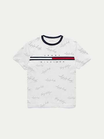 Camiseta Tommy Hilfiger Signature Flag Blancos | MX_G1258