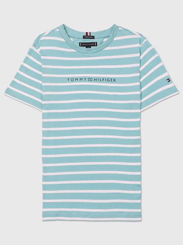 Camiseta Tommy Hilfiger Stripe Aqua | MX_G1265