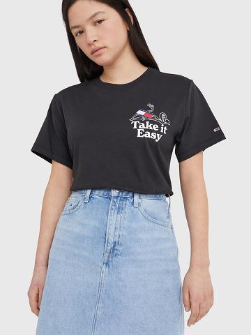 Camiseta Tommy Hilfiger Take It Easy Logo Negros | MX_W21482