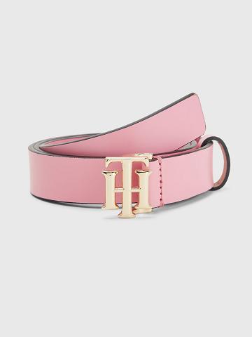 Cinturones Tommy Hilfiger Big TH Cuero Belt Rosas | MX_G1351