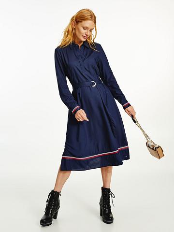 Dresses Tommy Hilfiger Belted Polo Midi Azules | MX_W21045