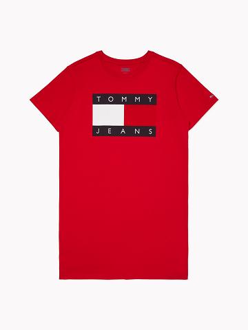 Dresses Tommy Hilfiger Corta-Sleeve Flag T-Shirt Rojos Oscuro | MX_W21114