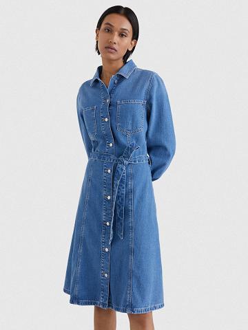 Dresses Tommy Hilfiger Denim Fit-And-Flare Azules | MX_W21056