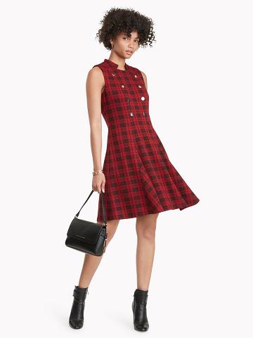 Dresses Tommy Hilfiger Essential Plaid Knit Rojos Negros | MX_W21070