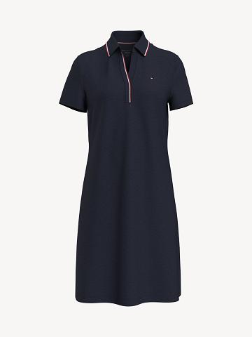 Dresses Tommy Hilfiger Essential Split-Neck Polo Azul Marino | MX_W21076