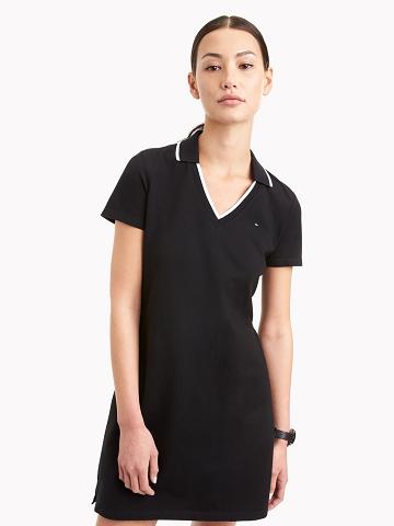 Dresses Tommy Hilfiger Essential V-Neck Polo Negros | MX_W21084