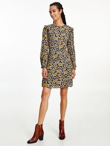 Dresses Tommy Hilfiger Floral Crepe Long-Sleeve Verde Oliva | MX_W21089