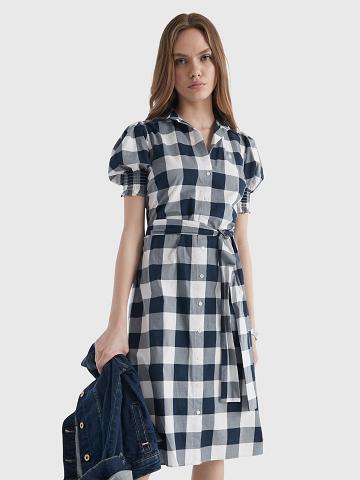 Dresses Tommy Hilfiger Gingham Print Shirtdress Azules Blancos | MX_W21094