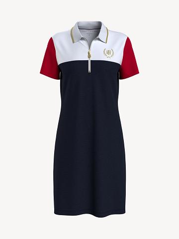 Dresses Tommy Hilfiger Quarter-Zip Colorblock Polo Azules | MX_W21107