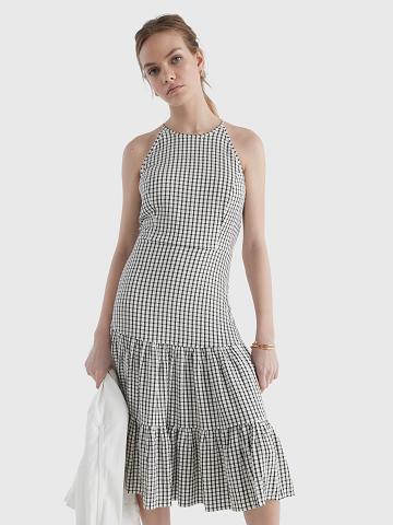 Dresses Tommy Hilfiger Windowpane Check Tiered Halter Grises | MX_W21136