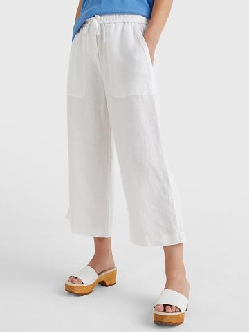 Pantalones Tommy Hilfiger Linen Anchos-Leg Blancos | MX_W21246