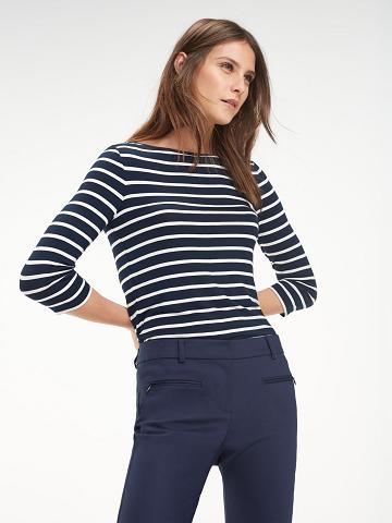 Polos Tommy Hilfiger Bateau Top Azules Blancos | MX_W21262