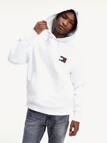 Sudadera Con Capucha Tommy Hilfiger Organic Algodon Tommy Badge Blancos | MX_M31456