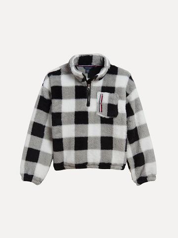 Sudaderas Tommy Hilfiger Big Check Popover Fleece Blancos Negros | MX_G1189