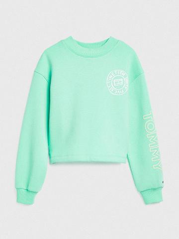 Sudaderas Tommy Hilfiger Organic Algodon Pastel Crewneck Verdes | MX_G1208