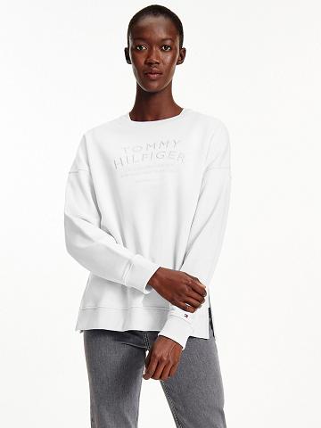 Sudaderas Tommy Hilfiger Organic Algodon Embroidered Logo Blancos | MX_W21396